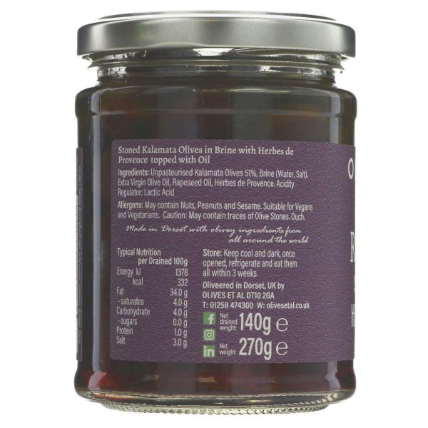 Olives Et Al | Pitted Kalamata Black Olives | 270G Online